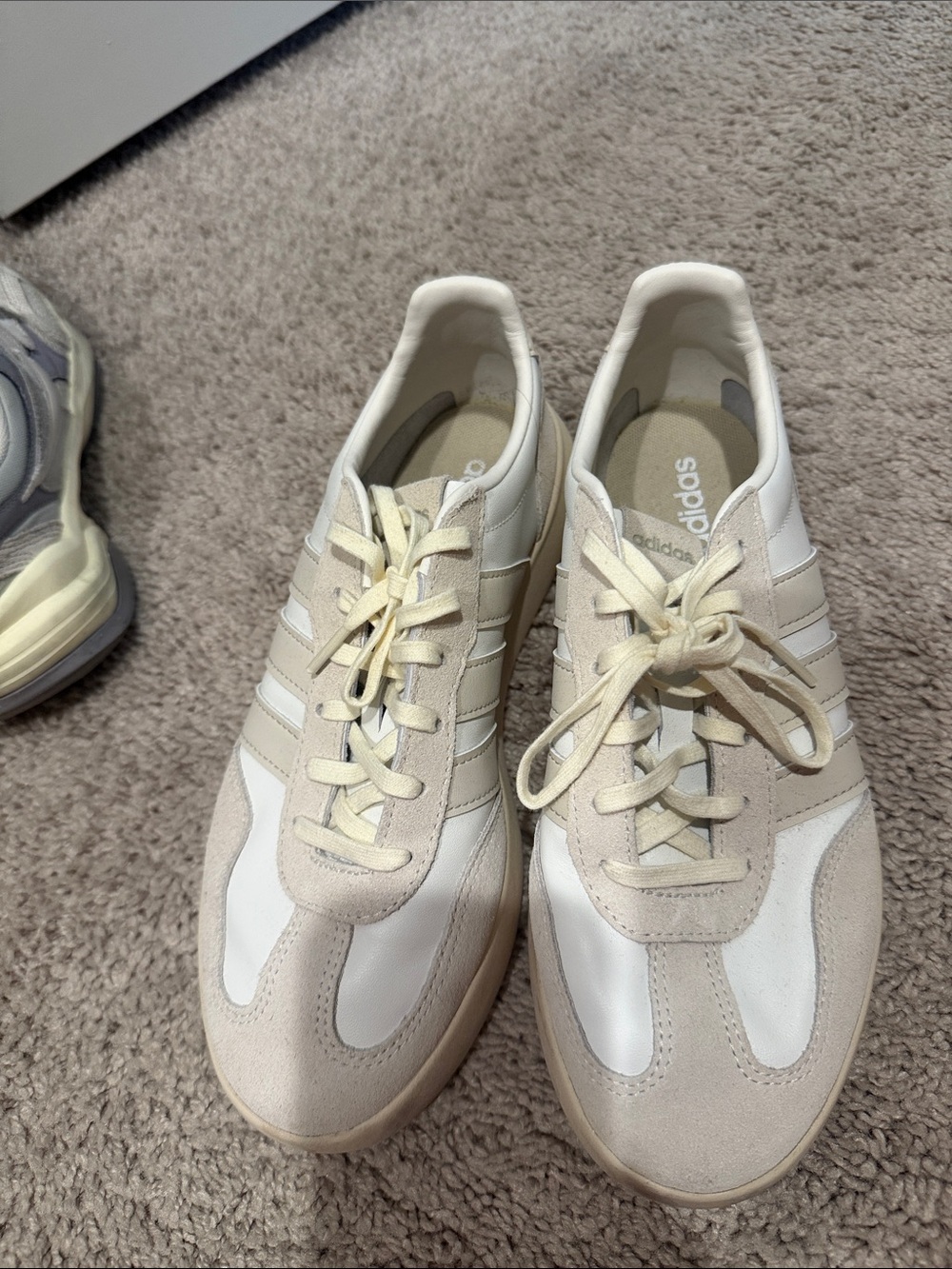 adidas Cream and White Retro Runner Sneakers